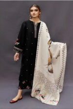 URGE - 3pcs Dhanak Embroidered With Printed Wool Shawl - 625