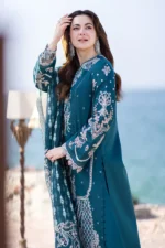Zara Shahjahan - 3pcs Chicken Kari Lawn Emb With Organza Emb Dupatta - 5003 - Image 3