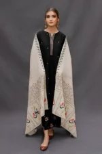 URGE - 3pcs Dhanak Embroidered With Printed Wool Shawl - 625 - Image 2