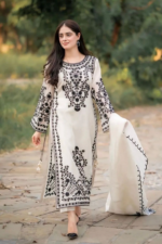 Agha Noor - 3pcs Dhanak Embroidered With Dhanak Emb Shawl - 843