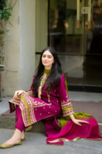 OMAL BY KOMAL - 3pcs Dhanak Embroidered With Printed Wool Shawl - 814 - Image 2