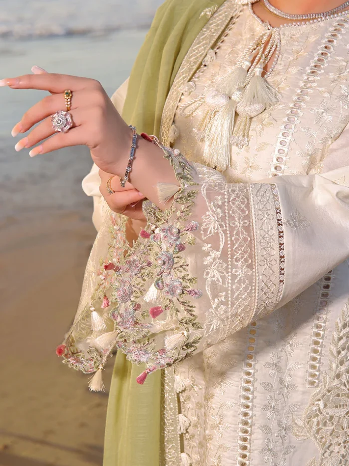 Flossie - Chicken Kari Lawn Emb With Heavy Chiffon Emb Dupatta - 1208 - Image 3