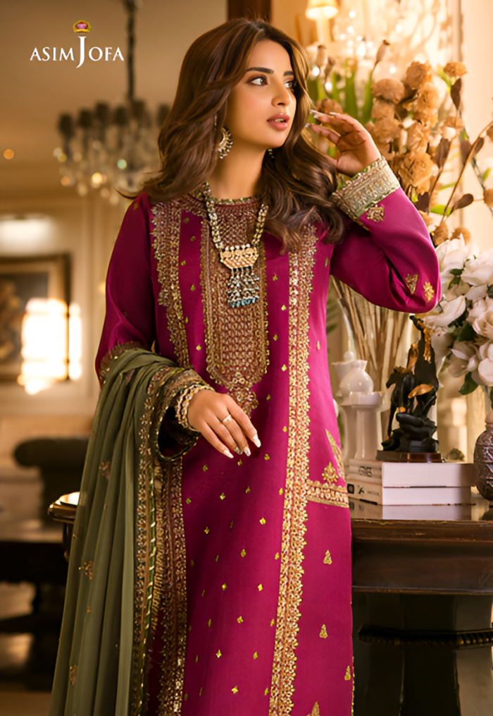 Asim Jofa - 3pcs Dhanak Emb With Dhanak Emb Shawl - 3154 - Image 6