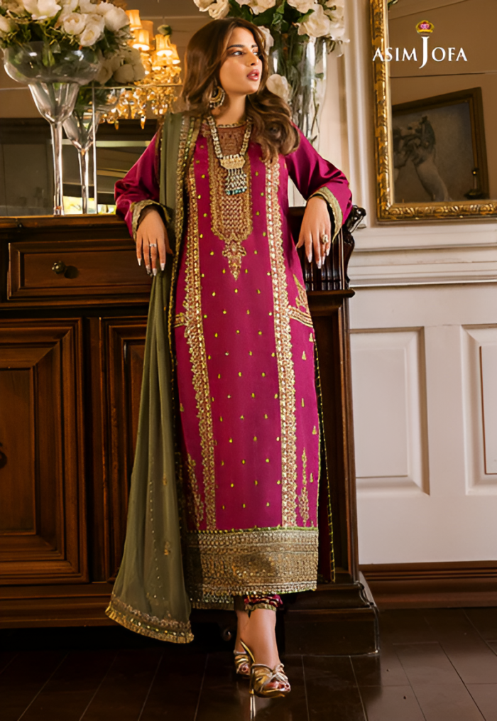 Asim Jofa - 3pcs Dhanak Emb With Dhanak Emb Shawl - 3154 - Image 3