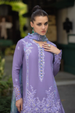 Mushq - 3pcs Lawn Embroidered With Diamond Printed Dupatta - 912 - Image 5