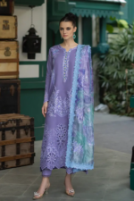 Mushq - 3pcs Lawn Embroidered With Diamond Printed Dupatta - 912 - Image 3