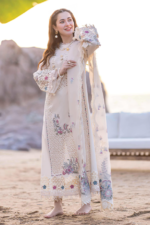 Qalamkar - 3pcs Chicken Kari Lawn Emb With Organza Emb Dupatta - 941 - Image 3