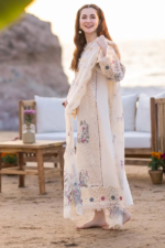 Qalamkar - 3pcs Chicken Kari Lawn Emb With Organza Emb Dupatta - 941 - Image 4
