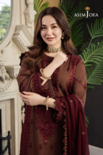 Asim Jofa - 3pcs Lawn Embroidered With Chiffon Emb Dupatta - 3360 - Image 2
