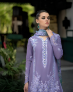 Mushq - 3pcs Lawn Embroidered With Diamond Printed Dupatta - 912 - Image 6