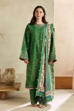 Zara Shahjahan - 3pcs Lawn Embroidered With Printed Diamond Dupatta - 0508 - Image 4