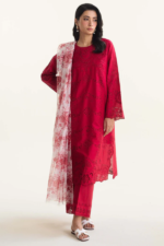 Zara Shahjahan - 3pcs Chicken Lawn Emb With Diamond Printed Dupatta - 326