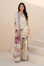 Iznik - 3pcs Lawn Printed With Ready To Wear Chiffon Dupatta - Skin
