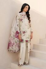 Iznik - 3pcs Lawn Printed With Ready To Wear Chiffon Dupatta - Skin - Image 2