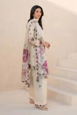 Iznik - 3pcs Lawn Printed With Ready To Wear Chiffon Dupatta - Skin - Image 4