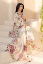 Iznik - 3pcs Lawn Printed With Ready To Wear Chiffon Dupatta - Skin - Image 6