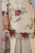 Iznik - 3pcs Lawn Printed With Ready To Wear Chiffon Dupatta - Skin - Image 11