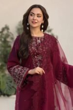 Qalamkar 3pcs Lawn Emb With Ready To Wear Cut Work Dupatta - 772 - Image 4