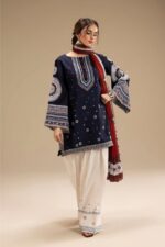 Jazmin - 3pcs Lawn Embroidered With Diamond Printed Dupatta - Blue - Image 3