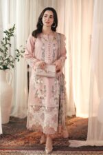 Jade - 3pcs Lawn Embroidered With Indian Chiffon Dupatta - 909