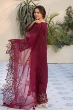 Qalamkar 3pcs Lawn Emb With Ready To Wear Cut Work Dupatta - 772 - Image 3