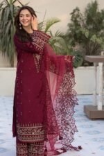 Qalamkar 3pcs Lawn Emb With Ready To Wear Cut Work Dupatta - 772 - Image 6
