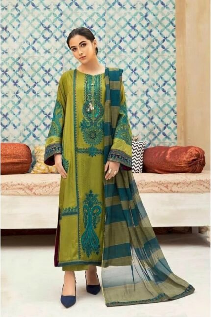 MARIA B - 3pcs Dhanak With Printed Wool Shawl - 038