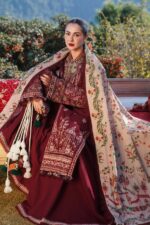 Hussain Rehar - 3pcs Lawn Embroidered With Chiffon Printed Dupatta - 205 - Image 2