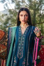 Hussain Rehar - 3pcs Lawn Embroidered With Chiffon Printed Dupatta - 206 - Image 2