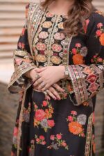 ANEELA’S – 3PCS SHAMOOZ SILK - BLACK – WOMEN’S – UNSTITCHED - Image 3