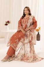 Mohagni - 3pcs Lawn Embroidered With Chiffon Printed Dupatta - 802 - Image 3