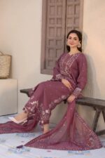 Jade - 3pcs Lawn Embroidered With Chiffon Emb Dupatta- 810 - Image 5