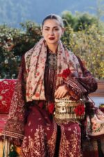 Hussain Rehar - 3pcs Lawn Embroidered With Chiffon Printed Dupatta - 205 - Image 5