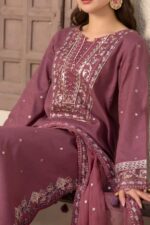 Jade - 3pcs Lawn Embroidered With Chiffon Emb Dupatta- 810 - Image 6