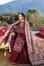 Hussain Rehar - 3pcs Lawn Embroidered With Chiffon Printed Dupatta - 205 - Image 6