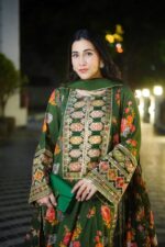 ANEELA'S - 3PCS SHAMOOZ SILK - GREEN - WOMEN'S - UNSTITCHED - Image 4