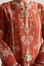 Hussain Rehar 3pcs Lawn Emb With Printed Chiffon Dupatta - 788 - Image 4