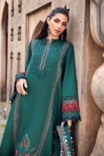 Maria B 3pcs Dhanak Embroidered Suit With Silky Wool Shawl - 3163 - Image 4