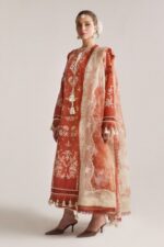 Hussain Rehar 3pcs Lawn Emb With Printed Chiffon Dupatta - 788 - Image 2