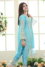 Sapphire 3pcs Dhanak Embroidered With Dhanak Emb Shawl - 3133 - Image 4