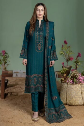 Noor E Fajar 3pcs Dhanak Emb With Dhanak Emb Shawl - 2985