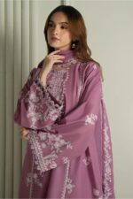 Cross Stitch - 3pcs Lawn Emb With Chiffon Emb Dupatta - 393 - Image 5