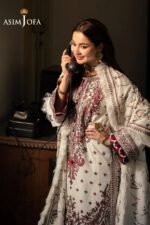 Asim Jofa - 3pcs Dhanak Emb With Printed Wool Shawl - 4152 - Image 3