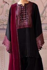 Vanya 3pcs Dhanak Emb With Ready To Wear Dhanak Shawl - 388 - Image 5