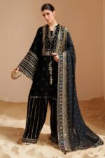 Jazmin - 3pcs Lawn Embroidered With Chiffon Emb Dupatta - 3322 - Image 4