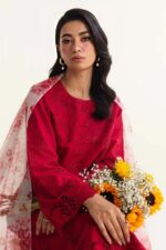 Zara Shahjahan - 3pcs Chicken Lawn Emb With Diamond Printed Dupatta - 326 - Image 2