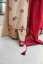 Umzay - 3pcs Dhanak Emb With Dhanak Emb Shawl - 716 - Image 6