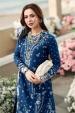 Qalamkar - 3pcs Luxury Emb Dhanak With Dhanak Emb Shawl - 1272 - Image 2