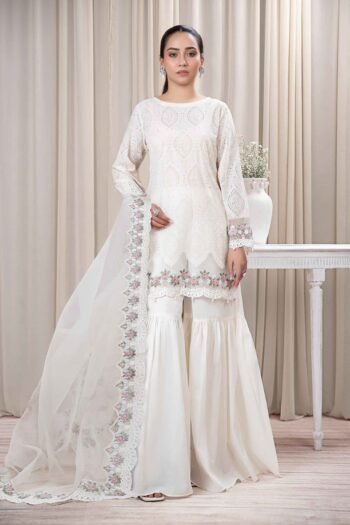 Maria B - 3pcs Chicken Kari Lawn Emb With Cut Work Organza Dupatta - 179