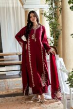 Azure 3pcs Lawn Emb With Ready To Wear Chiffon Emb Dupatta - 7339